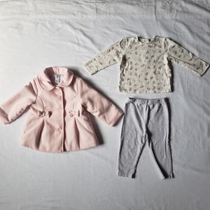 Little Me Girl 18M Coat, Long Sleeve Tee, Pant Set